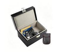 QIDESHENG Faraday Box for Car Keys & 1 Pack Faraday Pouch-14 x 11.7 x 7 cm PU Leather Keyless Entry Car Key Signal Blocker Box Anti-Theft RFID Signal Blocking Box