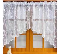QIDHJH White Lace Valance Curtains Floral Birds Sheer Country Floral Cafe for Kitchen Living Room Bedroom Decor, 1 Panel, 59 in. Wide x 35 in. Long