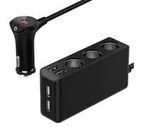Qidoe Cigarette Lighter USB Car Charger, 120W 3-Socket Car Splitter 12V/24V Car Power Adapter with 6.8A 4 USB Car Charger for iPhone, Android, iPad, Tablet, GPS, Dash Cam, Sat Nav, Tom-tom ect