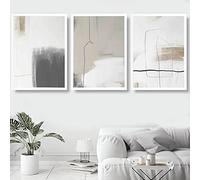 qidongyituo Modern Simple Neutral Wall Art Pastel Nordic Prints Abstract Art Minimalist Brush Stroke Line Drawing Canvas Painting Home Decor (50x70cm/19.7''x27.6'')x3 Frameless