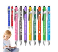 Qidures 10Pcs Motivational Ballpoint Pens, 14 Cm Inspirational Quotes Pens, Ballpoint Pens With Inspirational, Metal Ballpoint Positivity Pens, TouchStylus Pens For Women Men Office Desk Supplies