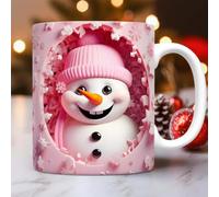 Qidures 3D Christmas Cups, 350ml 3D Christmas Ceramic Mugs, 3DChristmasMug Inflatable Snowman Mug, CeramicMug Santa ClausMug SnowmanMugs, 3DCreative Space Design Multi UseMug