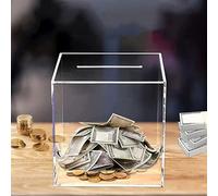 Qidures Clear Acrylic Piggy Bank, 12x12cm, Unisex, Children Learning Savings, Transparent Money Box