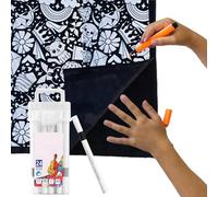 Qidures DIY Coloring Blanket With 24pcs Markers, Color Your Own Soft Blankets, Creative Personalized Drawing Art Project, Drawing Throw Gift For Christmas Parties For Bedroom Home Decor (152x127cm)