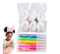 Qidures Easter Eggs Painting Kit, Painting Kit Easter Eggs Eggs Coloring Kit Craft Kits Easter Crafts Decorating Kit with 6 Pens Paintable Easter Egg Hunt Basket Stuffers for Kids Easter