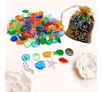 Qidures Gems Pool Toys, 100pcs Sea Animal Acrylic Gems, Swimming Pool Toys DivingToys, AquaticGems, Colorful Acrylic Gemstones, DiveToys, Fish Tank Decorations For Beach, SwimmingPool, Party