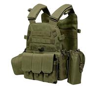 Qidures Security Vest - Protective Multiple Pouches Adjustable Gear,Plate Carrier Vest - for Enforcement Training Hunting Outdoor Cosplay Costume Role Play Combat Battle