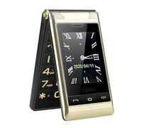 QIeAny Backup Machine for The Elderly/children, Classic Flip Phone, Support Dual Sim Card, 2.8 In+2.4 in Screen, With SOS Button/1200 MAh Battery/Large Volume/Large Keypad,Gold