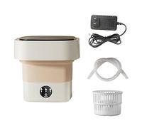 Qiebenav 6.5L Portable Washing Machine,Mini Foldable Machine Detachable Drain Basket Low Noise for Underwear Baby Clothes Socks Home Travel Supplies White