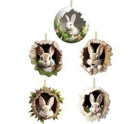 Qiebenav Easter Bunny Tree Hole Pendant Rabbit Ornament 1/5 PCS Acrylic Door Hanging Window Decoration for Decoration Festive Home Decor Whimsical Table 1 Set