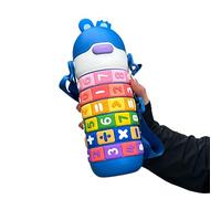 Qiebenav Kids Water Cup,Kawaii Bear Water Bottle Kids Cartoon Straw Water Cup with Strap Bpa-Free Stainless Steel Drinking Water Bottle for Kids Girls Leak-Proof Water Bottle Blue