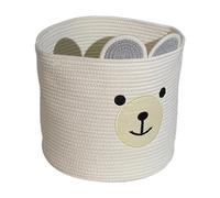 Qiebenav Large Laundry Basket Clothes Storage Bag Capacity Basket Soft Foldable Strong Carrying Cartoon Bear Dirt Container Bathroom White S