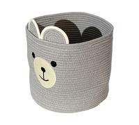 Qiebenav Large Laundry Basket Clothes Storage Bag Capacity Basket Soft Foldable Strong Carrying Cartoon Bear Dirt Container Bathroom Light Grey M