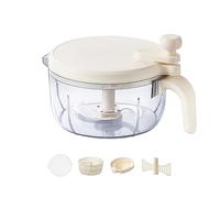 Qiebenav Manual Garlic Chopper,1 Set Manual Food Processor Sharp Blade Design Portable Garlic Chopper Vegetable Cutter Kitchen Supplies Hand Garlic Masher Beige
