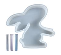 Qiebenav Rabbit Vase Mold Flower Set with 3 Hydroponic Test Tubes Diy Easter Easter Silicone Propagation Station for Resin Casting Decorative Sets