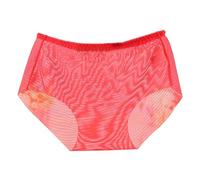 Qiebenav Solid Color Women Underwear High Elasticity Panties Seamless Mid Waist Thin See-through Transparent Ice Silk Breathable Anti-septic Lady Underpants Red L