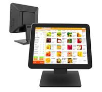 QIeCny LCD Touch Screen Monitor(15inch), POS Cash Register, 10 Kinds Touch Control + Simplify Work, HDMI/USB/VGA, for Shopping Malls/clothing Stores/Restaurants/supermarkets,Black