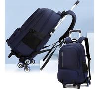 QIeCny Trolley School Bag, Waterproof Trolly Cabin Bag, Back and Back Pull Dual-Purpose, Safety Reflective, Adjustable Pull Rod, Multi-Layer compartments, No tilt,C