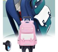 QIeCny Trolley School Bag, Waterproof Trolly Cabin Bag, Safety Reflective, Comfortable Handles, Two-Way Zipper, Anti-Slip Buckle, Telescopic Pull Rod with 3 Adjustable Levels,B