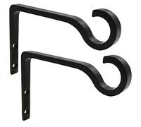 QIEGL 6inch Metal Plant Hook Shepherds Hook Decorative Wall Plant Hanger for Hanging Lanterns, Bird Feeder, Flower Basket, Home Decor Indoor & Outdoor 2 Pack (Black)