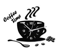 Qiekenao DIY Digital Wall Clock, Acrylic Modern Silent Coffee Time Hollow Digital Clock, Cup-shaped Wall Sticker