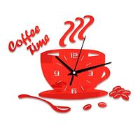 Qiekenao DIY Digital Wall Clock, Acrylic Wall Clock Modern Silent Coffee Time Clock Cup-shaped Wall Sticker Hollow Digital Clock