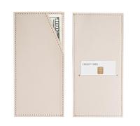 QIELIZI PU Leather Card and Cash Envelope for Travel and Budgeting, Reusable Money Holder, Stylish Leather Money Envelope(1-Beige)