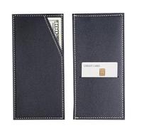 QIELIZI PU Leather Card and Cash Envelope for Travel and Budgeting, Reusable Money Holder, Stylish Leather Money Envelope(1-Black)