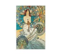 QIENAZIO Alphonse Mucha Retro Art Nouveau Canvas Art Wall Decor Posters Home Bar Restaurant Garage Cafe Logo Gifts 20x30inch(50x75cm)