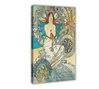 QIENAZIO Alphonse Mucha Retro Art Nouveau Canvas Wall Art Posters And Prints Room Aesthetic Bedroom Office Decor 20x30inch(50x75cm)