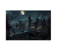QIENAZIO Antique Dark Academy, Gothic Painting Witchcraft, Dracula's Castle Canvas Poster Wall Art Bedroom Office Kitchen Decor Gifts 24x36inch(60x90cm)