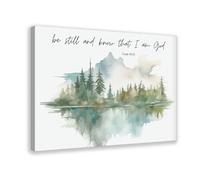 QIENAZIO Be Still And Know That I Am God, Psalm 4610, Bible Christian Gift, Watercolor Landscape Canvas Poster Wall Art Bedroom Office Kitchen Decor Gifts 12x18inch(30x45cm)
