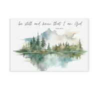 QIENAZIO Be Still And Know That I Am God, Psalm 4610, Bible Christian Gift, Watercolor Landscape Canvas Art Wall Decor Posters Home Bar Restaurant Garage Cafe Logo Gifts 24x36inch(60x90cm)