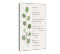 QIENAZIO Botanical Scripture 1 Corinthians 13 4-8 Canvas Wall Art Posters And Prints Room Aesthetic Bedroom Office Decor 12x18inch(30x45cm)