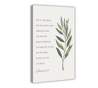 QIENAZIO Botanical Scripture Ephesians 2 8-9 Canvas Modern Poster Wall Art Decor Prints Paintings Living Room Bedroom Decor 12x18inch(30x45cm)