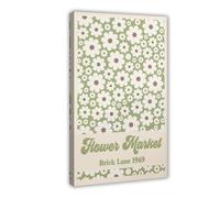 QIENAZIO Brick Lane Flower Market in London Retro 60s Hippie Canvas Poster Wall Art Bedroom Office Kitchen Decor Gifts 20x30inch(50x75cm)