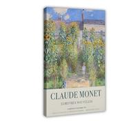 QIENAZIO Claude Monet The Artist's Garden at Vetheuil Canvas Art Wall Decor Posters Home Bar Restaurant Garage Cafe Logo Gifts 12x18inch(30x45cm)