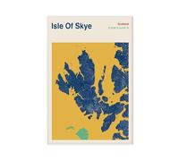 QIENAZIO Colored Isle of Skye Map Canvas Poster Wall Art Bedroom Office Kitchen Decor Gifts 24x36inch(60x90cm)