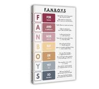 QIENAZIO FANBOYS Conjunctions Poster, Parts of Speech, English Grammar, Language, Classroom Education Canvas Poster Wall Art Bedroom Office Kitchen Decor Gifts 24x36inch(60x90cm)
