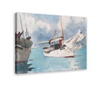QIENAZIO Fishing Boat Key West Winslow Homer Art Print Vintage Aesthetic Canvas Wall Art Posters And Prints Room Aesthetic Bedroom Office Decor 12x18inch(30x45cm)