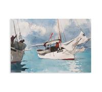 QIENAZIO Fishing Boat Key West Winslow Homer Art Print Vintage Aesthetic Canvas Wall Art Posters And Prints Room Aesthetic Bedroom Office Decor 16x24inch(40x60cm)