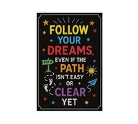 QIENAZIO Follow Your Dreams, Even When The Road Ahead Is Not Easy Or Clear Canvas Poster Wall Art Bedroom Office Kitchen Decor Gifts 12x18inch(30x45cm)