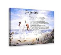 QIENAZIO Footprints In The Sand Christian Poem Canvas Art Wall Decor Posters Home Bar Restaurant Garage Cafe Logo Gifts 12x18inch(30x45cm)