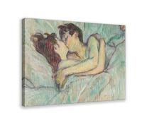 QIENAZIO Henri De Toulouse Lautrec - Le Baiser Canvas Art Wall Decor Posters Home Bar Restaurant Garage Cafe Logo Gifts 16x24inch(40x60cm)