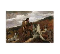 QIENAZIO Hunter And Dog Winslow Homer Art Print Vintage Landscape Oil Painting Canvas Modern Poster Wall Art Decor Prints Paintings Living Room Bedroom Decor 12x18inch(30x45cm)