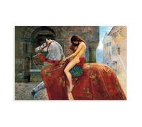 QIENAZIO Lady Godiva Art John Collier Pre-Raphaelite Paintings Canvas Wall Art Posters And Prints Room Aesthetic Bedroom Office Decor 16x24inch(40x60cm)