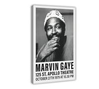 QIENAZIO Marvin Gaye Black And White Music Retro Canvas Modern Poster Wall Art Decor Prints Paintings Living Room Bedroom Decor 12x18inch(30x45cm)