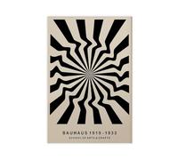QIENAZIO Minimalist Black Bauhaus Geometric Poster Abstract Wavy Lines Optical Illusion Medieval Canvas Modern Poster Wall Art Decor Prints Paintings Living Room Bedroom Decor 24x36inch(60x90cm)