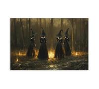 QIENAZIO Moody Wall Art Fall Halloween Whimsical Horror Season Witch (3) Canvas Modern Poster Wall Art Decor Prints Paintings Living Room Bedroom Decor 16x24inch(40x60cm)