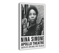 QIENAZIO Nina Simone Black And White Music Retro Canvas Poster Wall Art Bedroom Office Kitchen Decor Gifts 12x18inch(30x45cm)